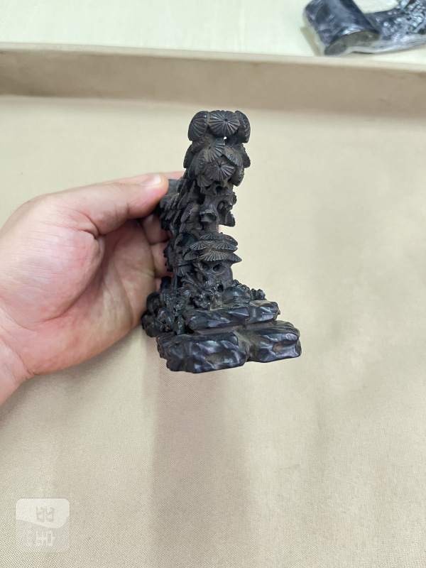 紫檀松鹤延年纹器座 - 图3
